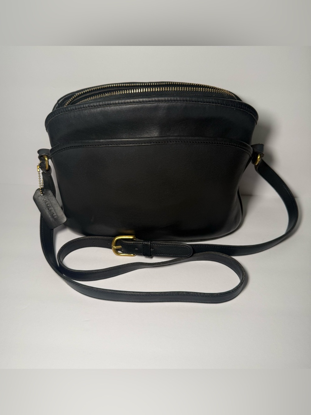 Vintage Coach 1998 Black Leather Anderson Zip Bag 9976 Hungary Original Tag